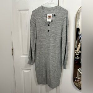 Gray knitted sweater dress with buttons